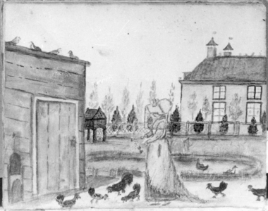 38017 Gezicht op een gedeelte van de zuidgevel van het huis Nieuw Amelisweerd aan de Kromme Rijn tussen Utrecht en ...