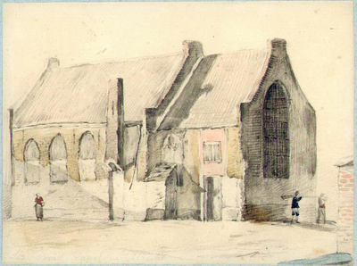 37543 Gezicht op de Heilige Kruiskapel op het Munsterkerkhof te Utrecht, uit het zuidoosten.N.B. de naam Munsterkerkhof ...