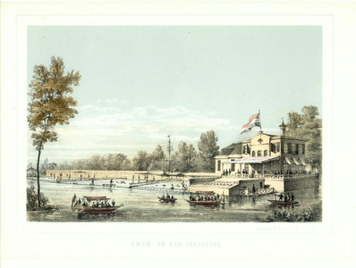 38440 Gezicht op de Zwem- en Badinrichting aan de Kruisvaart te Utrecht.01-01-1859-31-12-1860