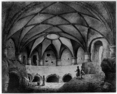 36824 Gezicht in het zuidwestelijke bastion van kasteel Vredenburg te Utrecht, uit het oosten.01-01-1837-31-12-1837