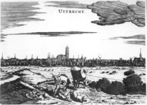 36187 Profiel van de stad Utrecht uit het noordoosten gezien, van het St.-Servaasklooster tot de Weerdpoort.