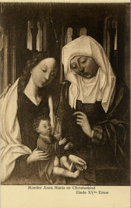 121508 Afbeelding van het ca. 1470 vervaardigde, schilderij Anna-te-drieën uit de collectie van het Aartsbisschoppelijk ...