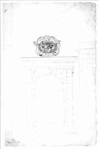 37820 Ontwerptekening (?) van de achterpoort van de Statenkamer aan het Hoogt te Utrecht.