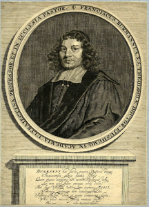 31824 Portret van F. Burman, geboren 1632, hoogleraar in de theologie aan de Utrechtse hogeschool (1662-1679), ...