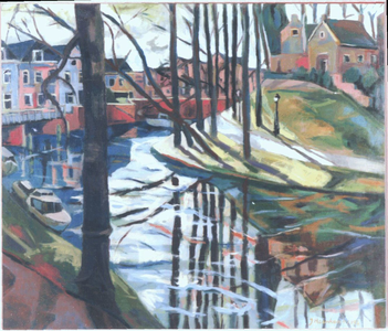 36010 Gezicht over de stadsbuitengracht te Utrecht op de Tolsteegsingel bij Manenburg uit het noordoosten, met links de ...