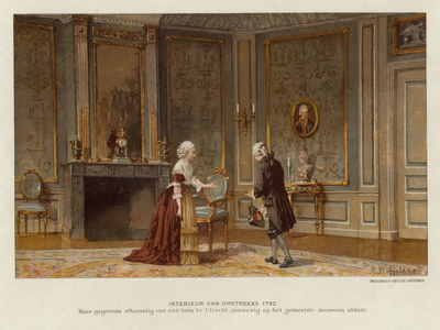 35424 Interieur van een kamer in het voormalige claustrale huis van St. Jan (Janskerkhof 17)te Utrecht.N.B. Het huis is ...