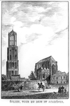 35273 Gezicht op het Munsterkerkhof te Utrecht uit het zuidwesten, vanuit het Wed, met de Domtoren en -kerk en ...