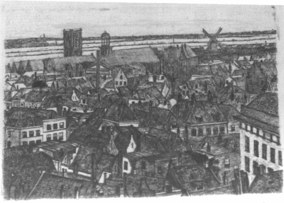 30798 Overzicht van de stad Utrecht vanaf de Domtoren naar het noordwesten gezien, met op de achtergrond de Jacobikerk ...