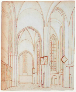 37427 Interieur van de Jacobikerk te Utrecht: gezicht uit het zuiden vanuit het Heilig-Kruiskoor door het hoogkoor naar ...