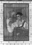 154006 Afbeelding van het tegeltableau van de kunstenaar J. Gidding aan het seinhuis van het N.S.-station Haarlem te ...