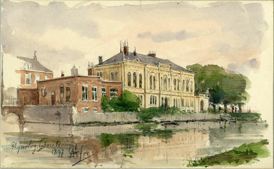 39448 Gezicht over de stadsbuitengracht te Utrecht op het Physiologisch Laboratorium van de Faculteit Geneeskunde van ...