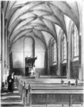 31412 Gezicht in de grote kapittelzaal van de Domkerk te Utrecht, ingericht als groot auditorium, uit het westen.