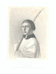 39236 Portret van Jan van Scorel, geboren 1495, kunstschilder en kanunnik van St. Marie te Utrecht, overleden 1562. Te ...