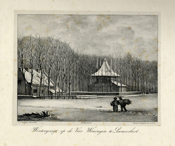 200668 Gezicht op de boerderij De Vier Woningen te Loenersloot in de sneew.01-01-1836-31-12-1836