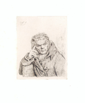 39193 Portret van L. van Schaik, geboren ca. 1776, huisknecht van de familie Wonder, overleden 1820. Borstbeeld links, ...