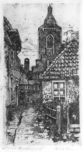 35605 Gezicht op het binnenterrein achter het poortgebouw van het huis Zoudenbalch (Mariastraat 28) en de Bakkerspoort ...