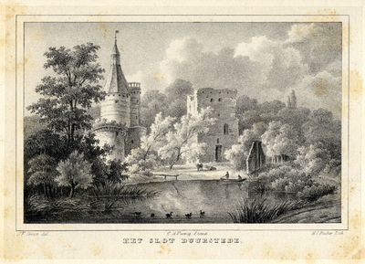 201220 Gezicht op de ruïne van het kasteel Duurstede te Wijk bij Duurstede.01-01-1840-31-12-1841