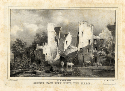 201333 Gezicht op de ruïne van het kasteel De Haar bij Haarzuilens, uit het westen.N.B. De gemeente Haarzuilens is per ...