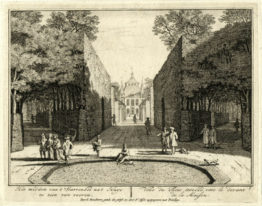 201393 Gezicht op de voorgevel van het huis Heemstede te Houten vanaf het midden van het sterrebos.01-01-1695-31-12-1700