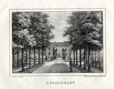 201495 Gezicht vanaf de oprijlaan op de voorgevel van het huis Kersbergen bij Zeist.01-01-1828-31-12-1829