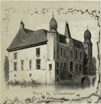 201540 Gezicht op de zij- en de voorgevel van het Huis te Linschoten bij Linschoten.