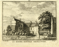 201853 Gezicht over de slotgracht op de ridderhofstad Rhijnauwen tussen Utrecht en Bunnik, uit het westen, met rechts ...