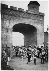 220068 Afbeelding van het vertrek van Maximiliaan, koning van Bohemen, hoofdpersoon tijdens de festiveiten ter ...