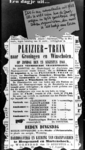 167099 Afbeelding van een advertentie van de N.S. uit 1954 voor dagtochten per trein, waarbij gebruik wordt gemaakt van ...