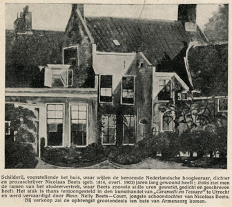 350078 Gezicht op het huis Boothstraat 6 (woonhuis Nicolaas Beets) te Utrecht.