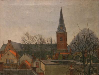 804907 Gezicht op de Geertekerk te Utrecht, vanuit het Bartholomeïgasthuis (Lange Smeestraat 40), uit het noorden, met ...