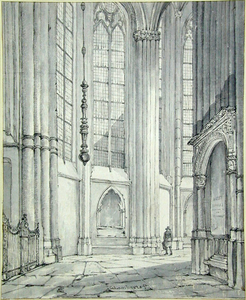 825756 Interieur van de Domkerk (Domplein) te Utrecht: kooromgang.