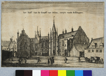37772 Gezicht op het Bisschopshof te Utrecht vanaf de binnenplaats, met linksachter de daken van de huizen aan het Wed.