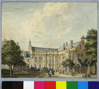 37777 Afbeelding van het Bisschopshof te Utrecht, vanaf de binnenplaats.