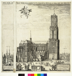 28659 Gezicht op de Domkerk en het Domkerkhof te Utrecht uit het noordwesten, met links het hoekhuis van de ...