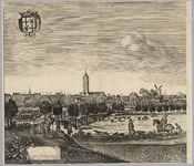28386 Profiel van de stad Utrecht uit het westen gezien: het gedeelte met de Jacobikerk en de Catharijnepoort. Met de ...