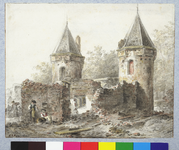 36772 Gezicht op de Weerdpoort te Utrecht tijdens de afbraak van de hoofdpoort, uit het zuidoosten.