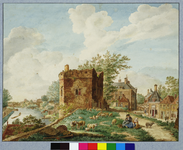 30851 Gezicht boven op de stadswal te Utrecht uit het noordoosten, met de toren op het St. Servaashek, rechts daarvan ...
