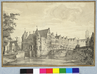 30898 Gezicht op de Weerdpoort met de brug over de stadsbuitengracht te Utrecht, in het midden de Zandbrug en de ...