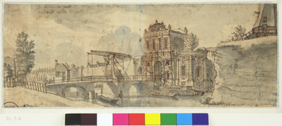 30903 Gezicht vanaf de singel over de stadsbuitengracht op de Catharijnepoort en -brug te Utrecht, uit het zuiden, met ...