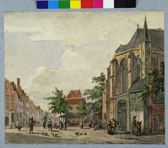 30294 Gezicht op de Mariaplaats te Utrecht met de overdekte Markt, uit het noorden, met links de Springweg en rechts ...