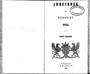  Adresboek voor Dordrecht, 1855. Eerste jaargang, pagina 2