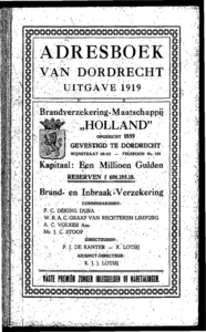  Adresboek van Dordrecht 1919 samengesteld uit het bevolkingsregister der Gemeente, gemeentelijke uitgave, pagina 1