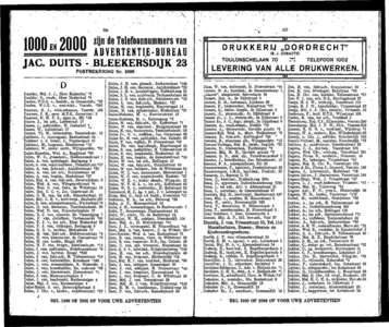  Adresboek van Dordrecht. 1924 samengesteld uit het bevolkingsregister der Gemeente, bijgewerkt tot 1 januari 1924, ...