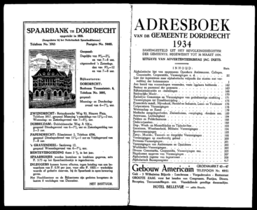 Adresboek van de Gemeente Dordrecht. 1934 samengesteld uit het bevolkingsregister der Gemeente, bijgewerkt tot 26 ...