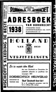 Adresboek van de Gemeente Dordrecht. Samengesteld uit het bevolkingsregister der Gemeente op 1 maart 1938 en ...
