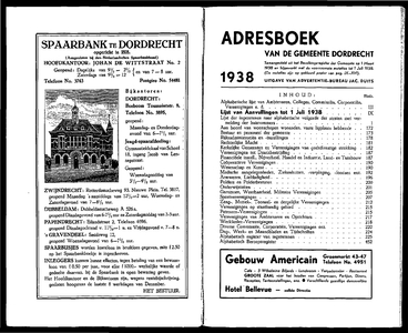 Adresboek van de Gemeente Dordrecht. Samengesteld uit het bevolkingsregister der Gemeente op 1 maart 1938 en ...