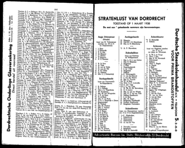 Adresboek van de Gemeente Dordrecht. Samengesteld uit het bevolkingsregister der Gemeente op 1 maart 1938 en ...