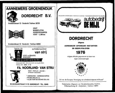  Dordrecht. Uitgave: adresboek openbare instanties en bedrijfsleven 1976 volgens officiële gegevens en op basis van ...