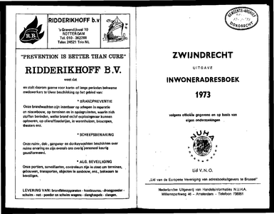 Zwijndrecht uitgave inwonersadresboek 1973 volgens officiële gegevens en op basis van eigen onderzoekingen, pagina 2